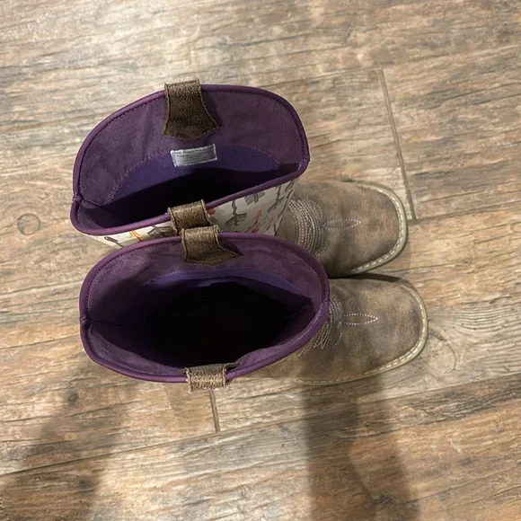 Twister Kids Boots with Brown and Purple Accents - Picture 3 of 7